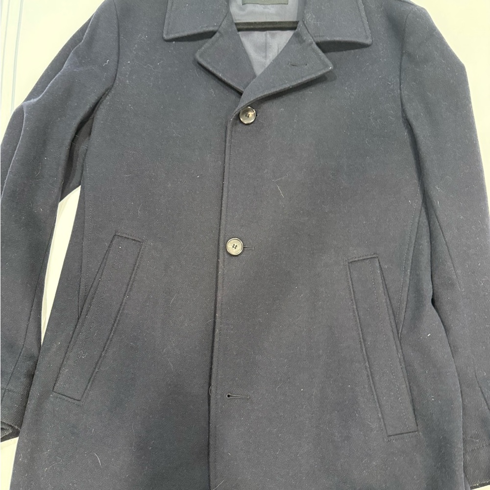 Hugo Boss Men's Dark Navy Wool Pea Coat